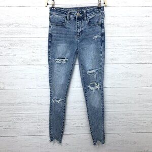 American Eagle Jeans Next Level Stretch Hi Rise Jeggings Distressed size 2